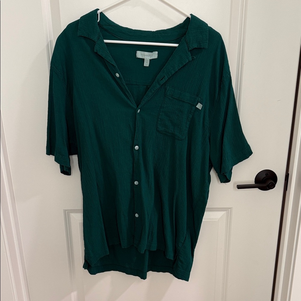 Teal Casual Button Down Shirt for Men